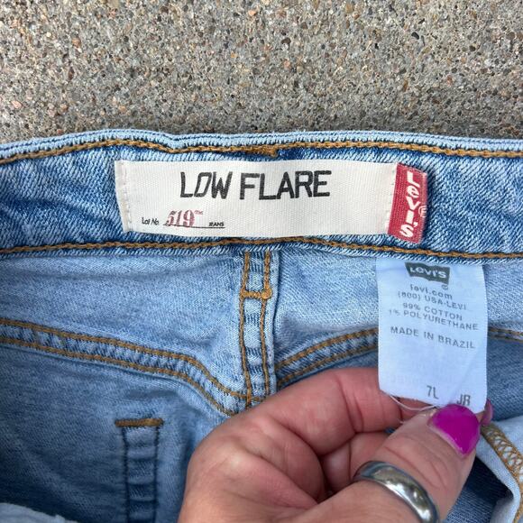 Vintage Y2K Levi's 519 Low Rise Flare Jeans Light Stone Wash Size 7 Long Junior - Picture 6 of 8